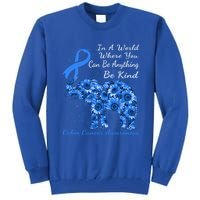 Colon Cancer Awareness Sunflower Elephant Be Kind Gift Tall Sweatshirt