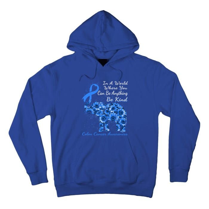 Colon Cancer Awareness Sunflower Elephant Be Kind Gift Tall Hoodie