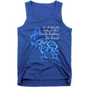 Colon Cancer Awareness Sunflower Elephant Be Kind Gift Tank Top