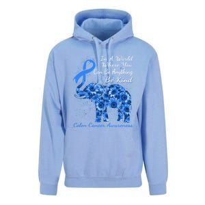 Colon Cancer Awareness Sunflower Elephant Be Kind Gift Unisex Surf Hoodie