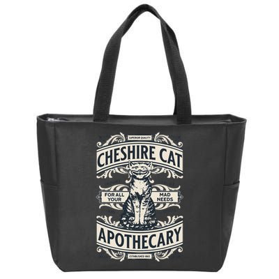 Cheshire Cat Alice In Wonderland Vintage Book Design Zip Tote Bag