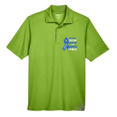 Colon Cancer Awareness Survivor Superpower Gift Men's Origin Performance Piqué Polo