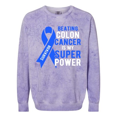 Colon Cancer Awareness Survivor Superpower Gift Colorblast Crewneck Sweatshirt