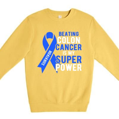 Colon Cancer Awareness Survivor Superpower Gift Premium Crewneck Sweatshirt