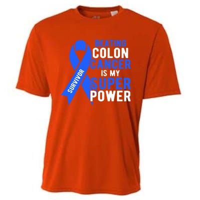 Colon Cancer Awareness Survivor Superpower Gift Cooling Performance Crew T-Shirt