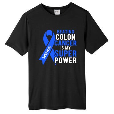 Colon Cancer Awareness Survivor Superpower Gift Tall Fusion ChromaSoft Performance T-Shirt