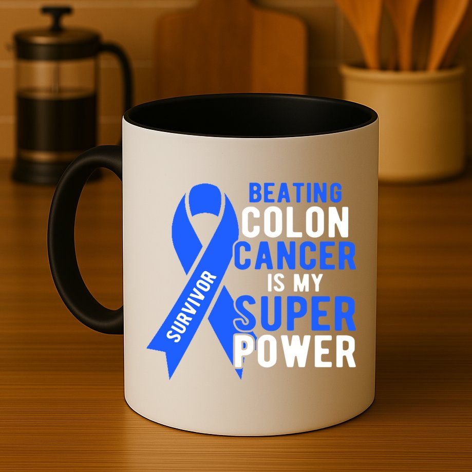 Colon Cancer Awareness Survivor Superpower Gift Mug