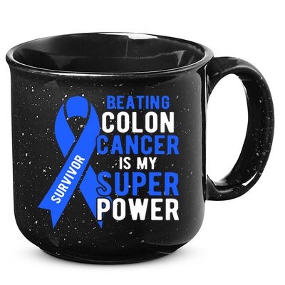 Colon Cancer Awareness Survivor Superpower Gift 15oz Campfire Ceramic Mug