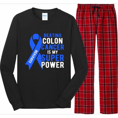 Colon Cancer Awareness Survivor Superpower Gift Long Sleeve Pajama Set