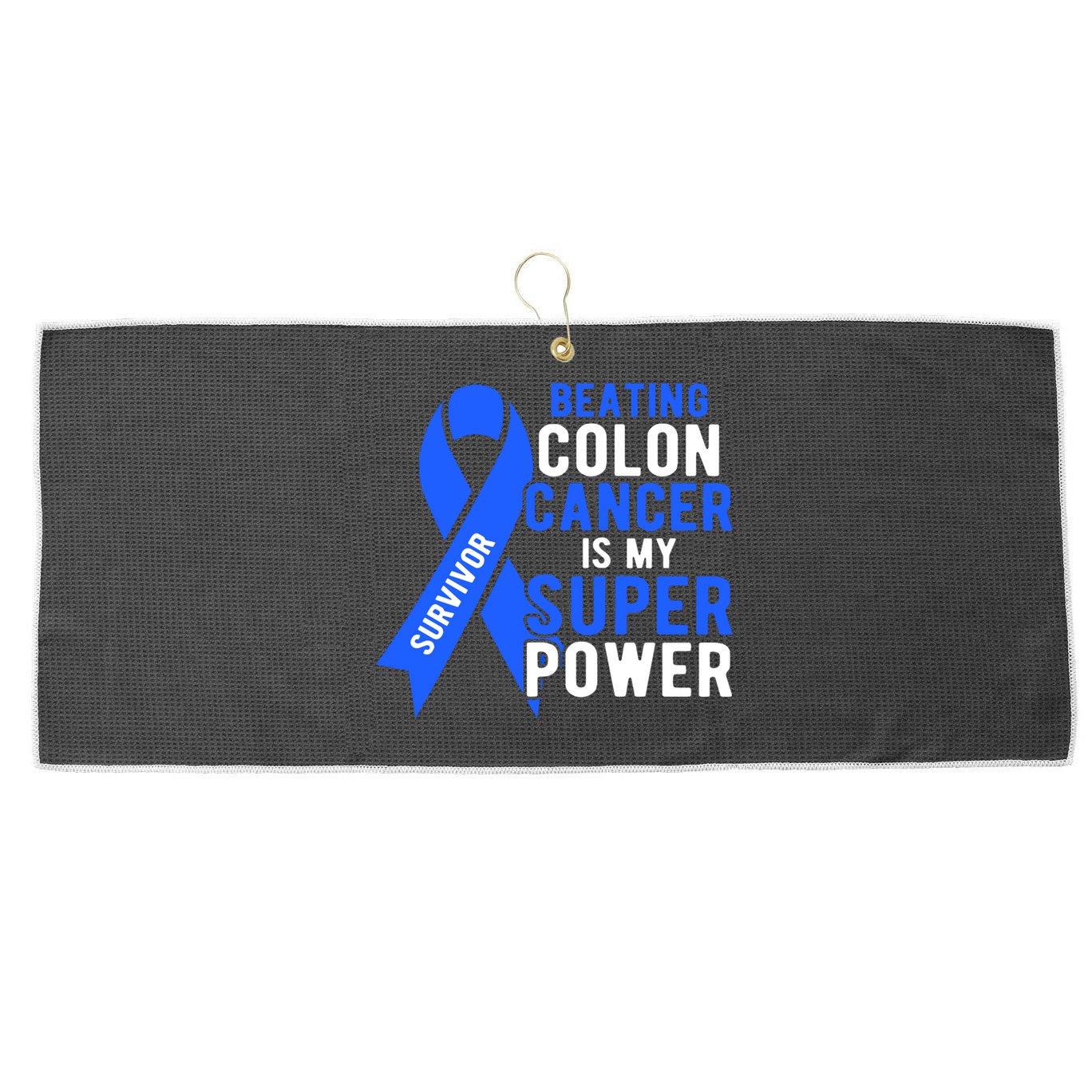 Colon Cancer Awareness Survivor Superpower Gift Large Microfiber Waffle Golf Towel