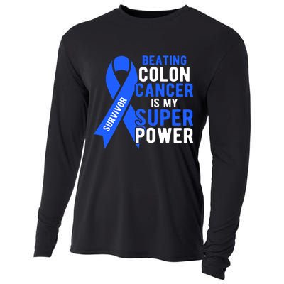 Colon Cancer Awareness Survivor Superpower Gift Cooling Performance Long Sleeve Crew