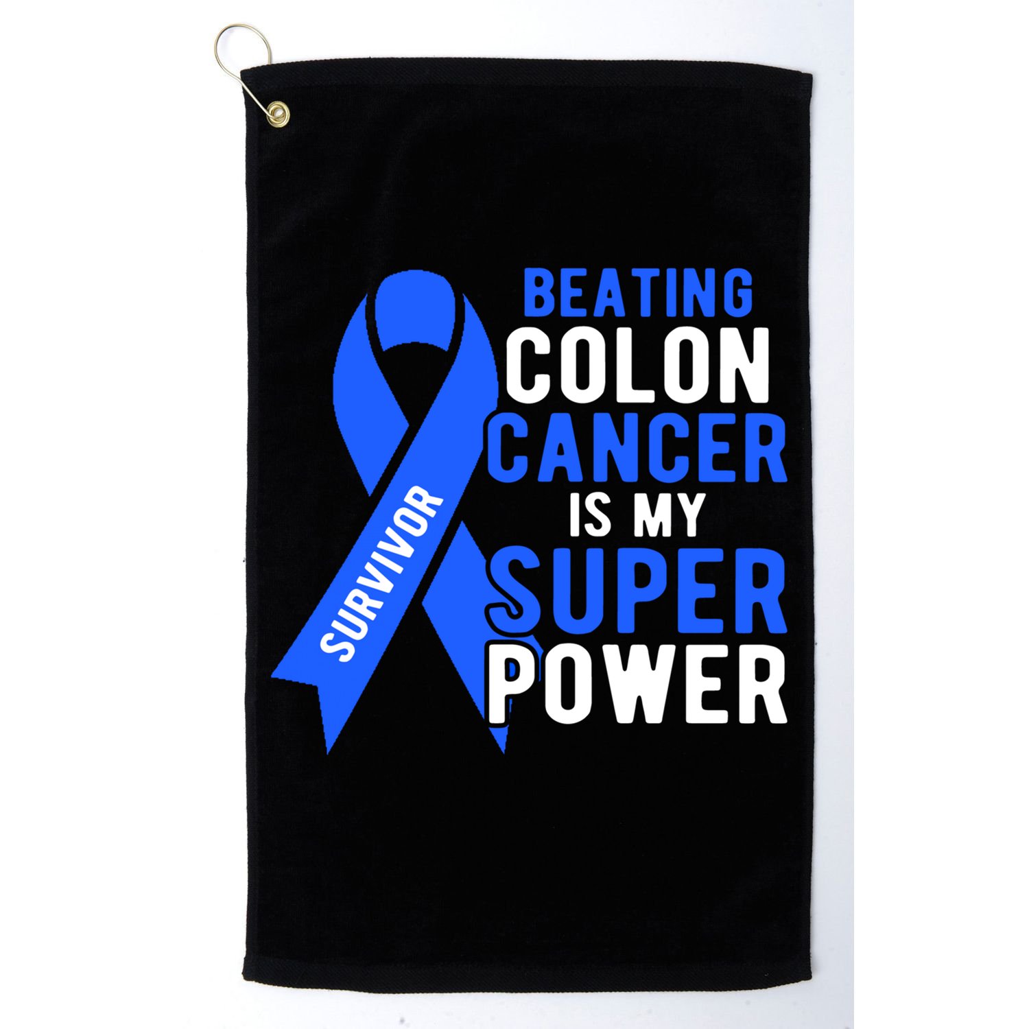 Colon Cancer Awareness Survivor Superpower Gift Golf Towel