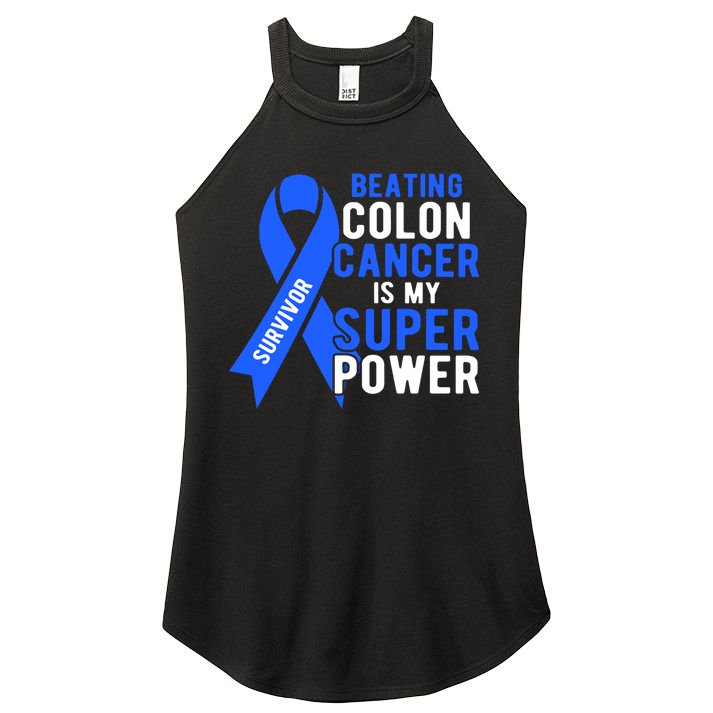 Colon Cancer Awareness Survivor Superpower Gift Women's Perfect Tri Rocker Tank
