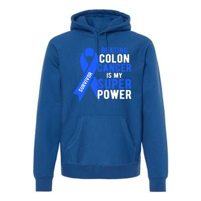 Colon Cancer Awareness Survivor Superpower Gift Premium Hoodie