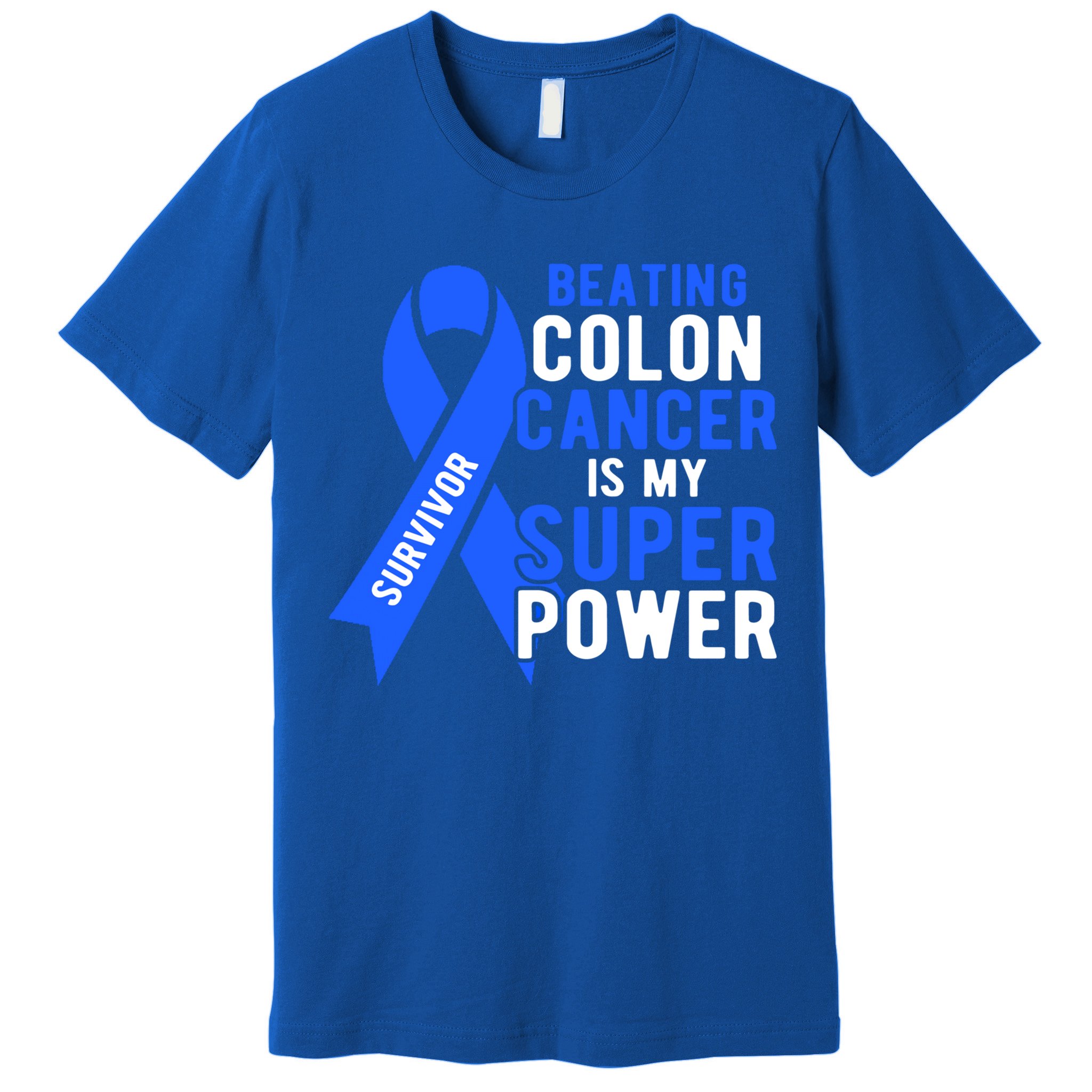 Colon Cancer Awareness Survivor Superpower Gift Premium T-Shirt
