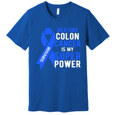 Colon Cancer Awareness Survivor Superpower Gift Premium T-Shirt