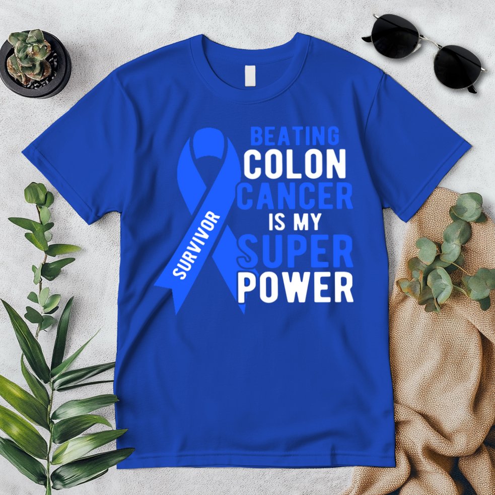Colon Cancer Awareness Survivor Superpower Gift Premium T-Shirt