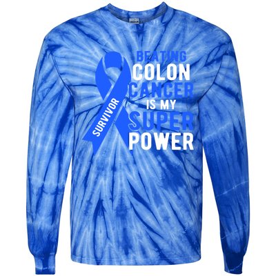 Colon Cancer Awareness Survivor Superpower Gift Tie-Dye Long Sleeve Shirt