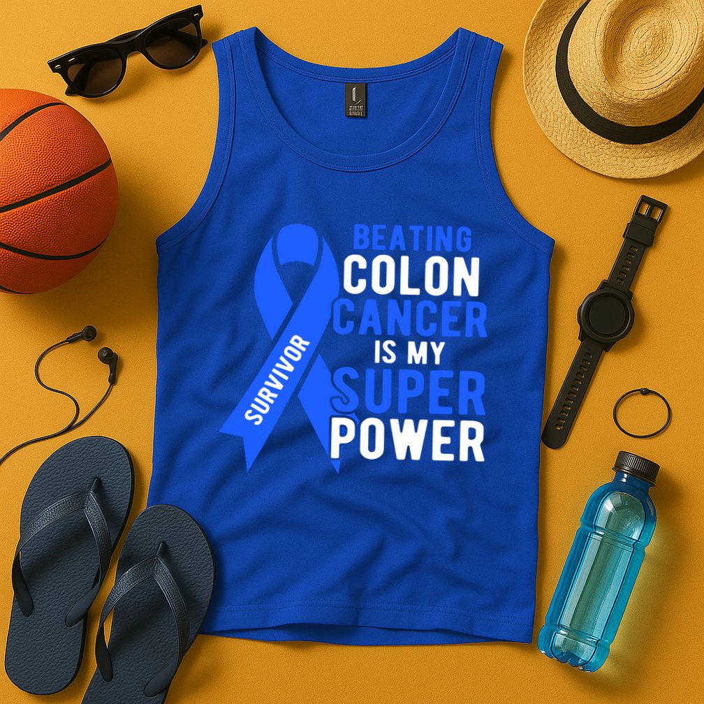 Colon Cancer Awareness Survivor Superpower Gift Tank Top