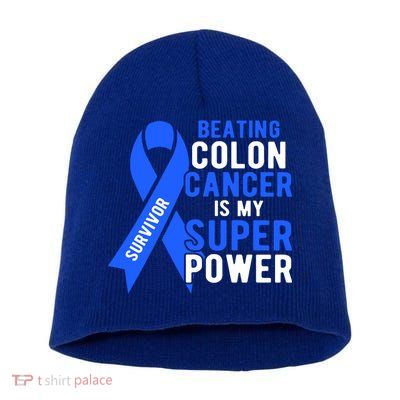 Colon Cancer Awareness Survivor Superpower Gift Short Acrylic Beanie