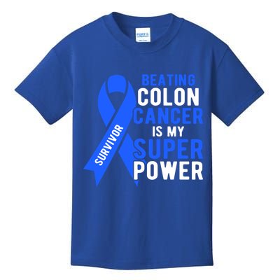 Colon Cancer Awareness Survivor Superpower Gift Kids T-Shirt