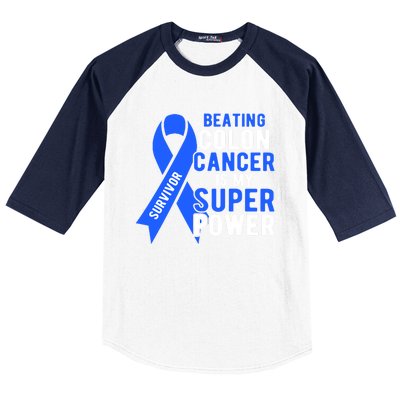 Colon Cancer Awareness Survivor Superpower Gift Baseball Sleeve Shirt