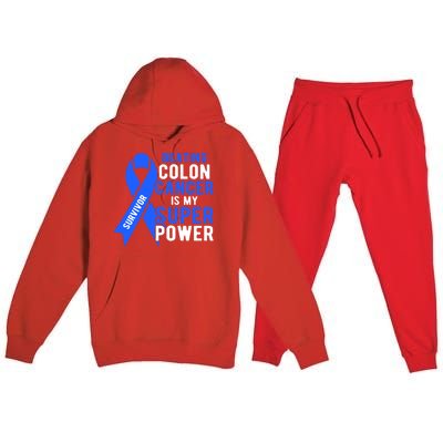 Colon Cancer Awareness Survivor Superpower Gift Premium Hooded Sweatsuit Set