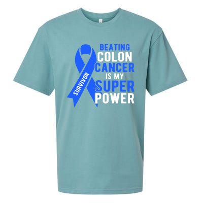 Colon Cancer Awareness Survivor Superpower Gift Sueded Cloud Jersey T-Shirt