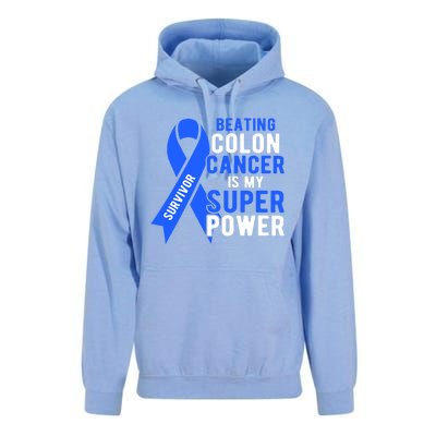 Colon Cancer Awareness Survivor Superpower Gift Unisex Surf Hoodie