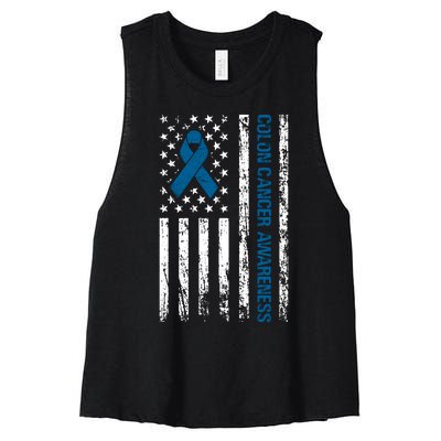 Colon Cancer Awareness Women's Racerback Cropped Tank