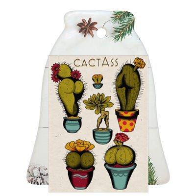 CactAss Ceramic Bell Ornament