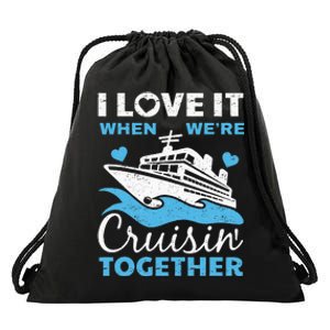 Cool Cruise Art Men Women Cruise Ship Couple Family Vacation Drawstring Bag