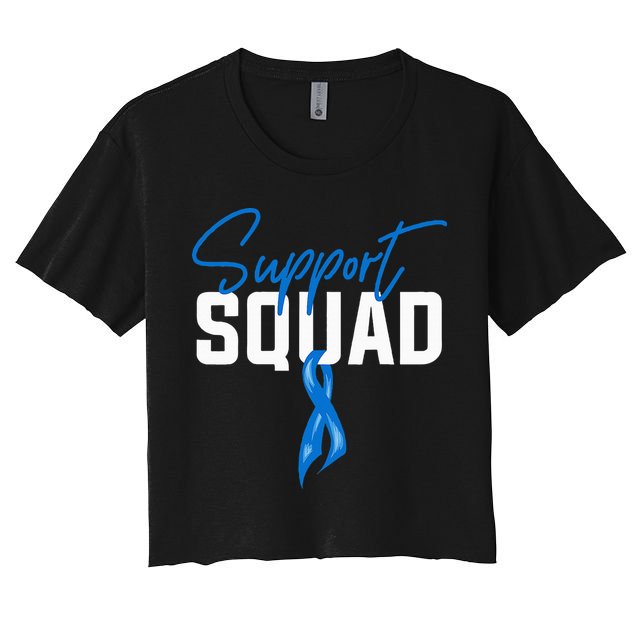Colon Cancer Awareness Support Squad Blue Ribbon Crop Top