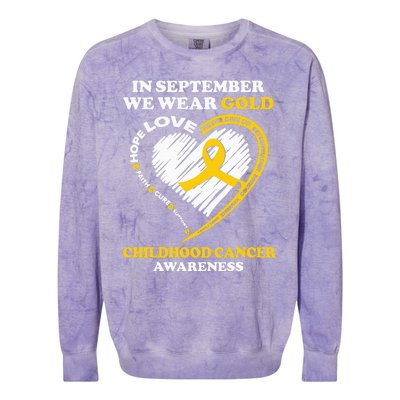 Childhood Cancer Awareness In September We Wear Gold Colorblast Crewneck Sweatshirt