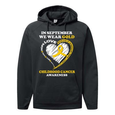 Childhood Cancer Awareness In September We Wear Gold Performance Fleece Hoodie