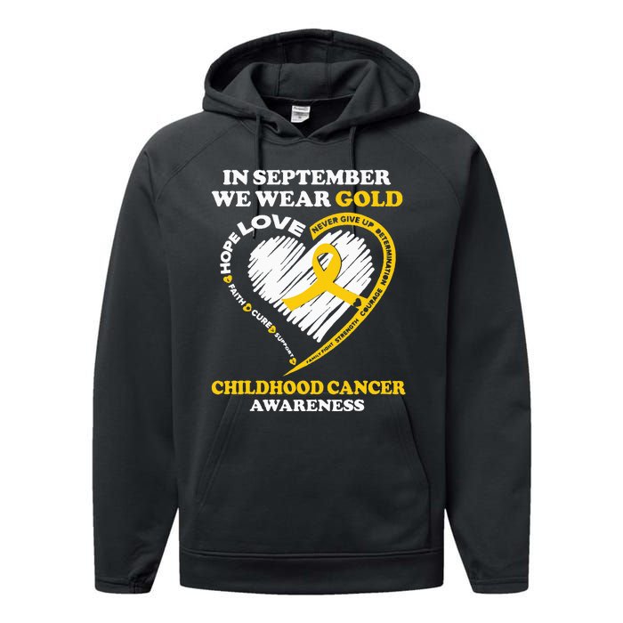 Childhood Cancer Awareness In September We Wear Gold Performance Fleece Hoodie