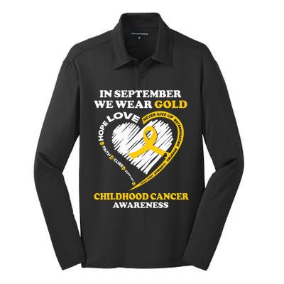 Childhood Cancer Awareness In September We Wear Gold Silk Touch Performance Long Sleeve Polo