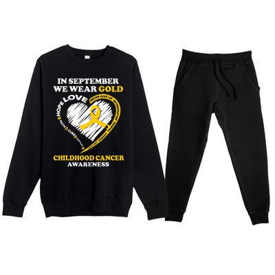 Childhood Cancer Awareness In September We Wear Gold Premium Crewneck Sweatsuit Set