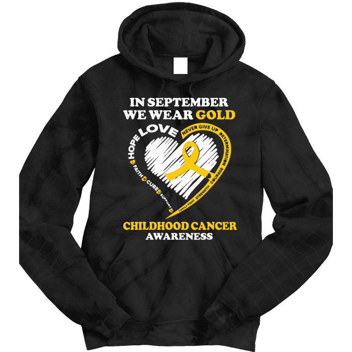 Childhood Cancer Awareness In September We Wear Gold Tie Dye Hoodie