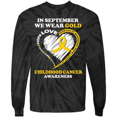 Childhood Cancer Awareness In September We Wear Gold Tie-Dye Long Sleeve Shirt