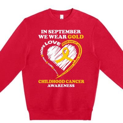 Childhood Cancer Awareness In September We Wear Gold Premium Crewneck Sweatshirt