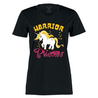 Childhood Cancer Awareness Unicorn Warrior Princess Gift Women's Momentum V-Neck T-Shirt