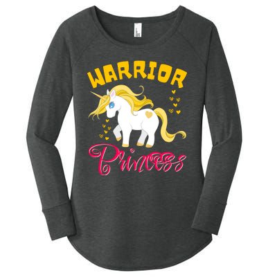 Childhood Cancer Awareness Unicorn Warrior Princess Gift Women's Perfect Tri Tunic Long Sleeve Shirt