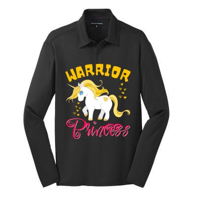 Childhood Cancer Awareness Unicorn Warrior Princess Gift Silk Touch Performance Long Sleeve Polo