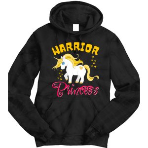 Childhood Cancer Awareness Unicorn Warrior Princess Gift Tie Dye Hoodie