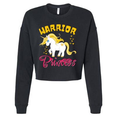 Childhood Cancer Awareness Unicorn Warrior Princess Gift Cropped Pullover Crew