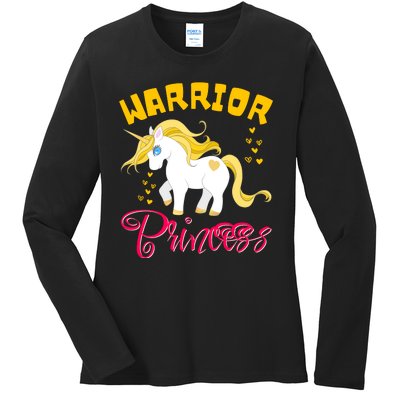 Childhood Cancer Awareness Unicorn Warrior Princess Gift Ladies Long Sleeve Shirt