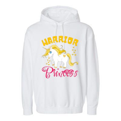 Childhood Cancer Awareness Unicorn Warrior Princess Gift Garment-Dyed Fleece Hoodie