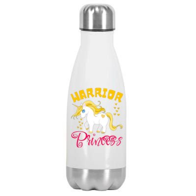 Childhood Cancer Awareness Unicorn Warrior Princess Gift Stainless Steel Insulated Water Bottle