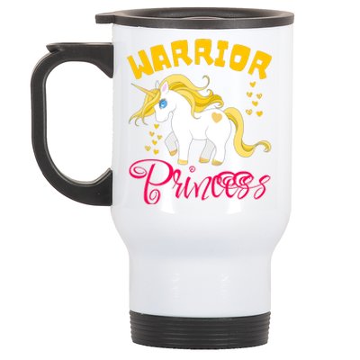 Childhood Cancer Awareness Unicorn Warrior Princess Gift Stainless Steel Travel Mug